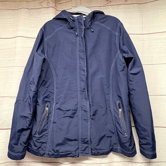 Eddie Bauer Blue WeatherEdge Lined Hooded Jacket size L - Picture 1 of 10